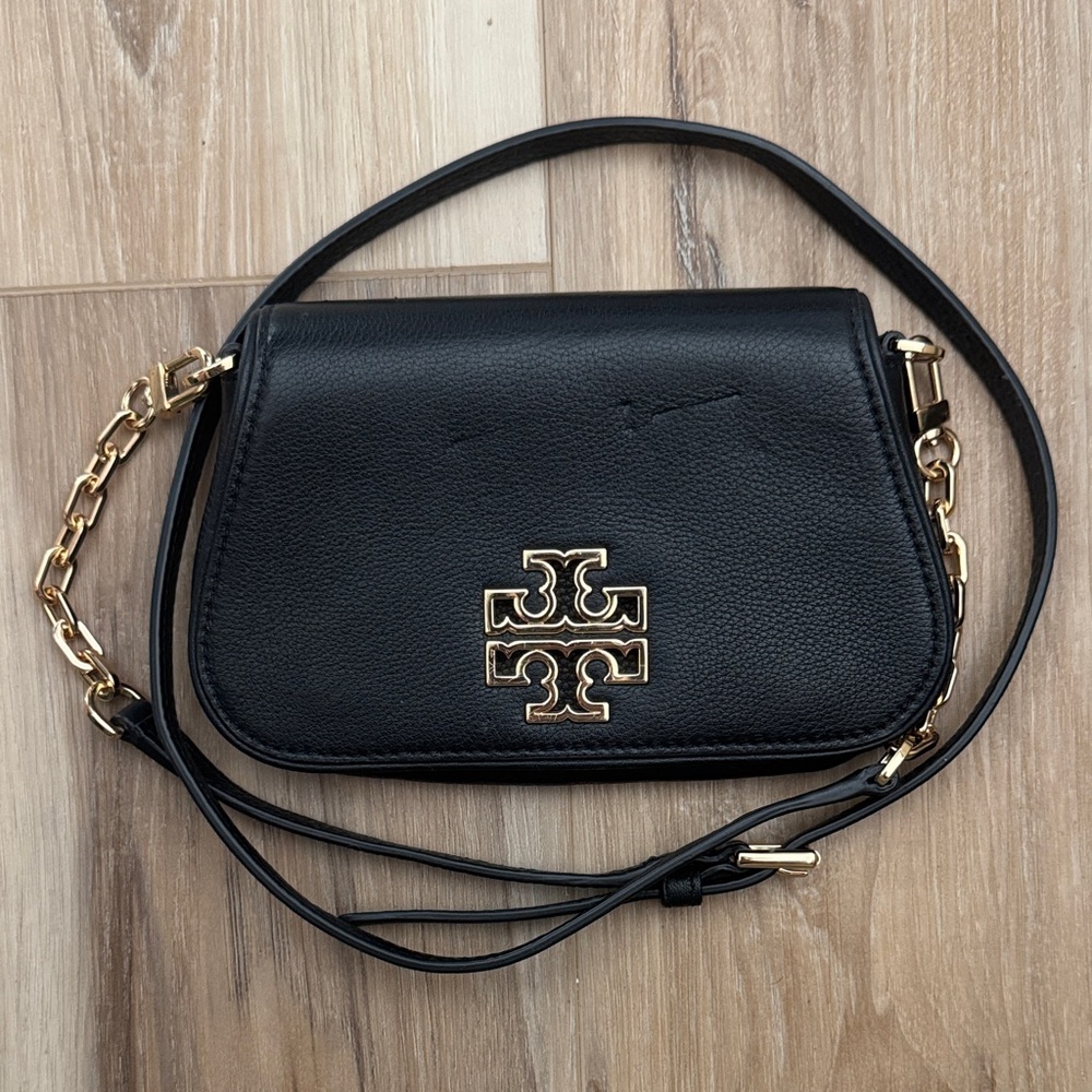 Tory Burch Black Crossbody Bag with Gold Chain